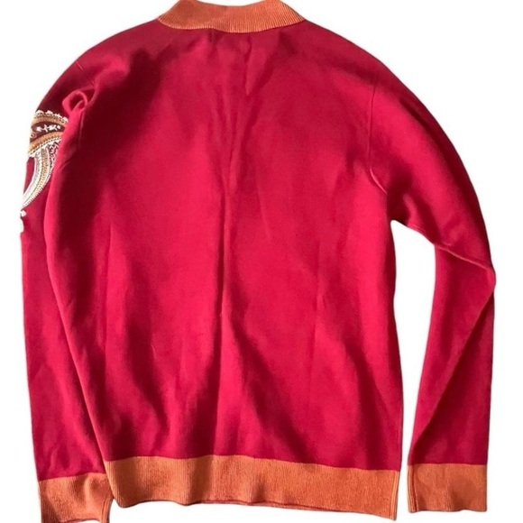Prestige red and orange paisley sweater with embroidery stylish and eye-catching - Picture 6 of 7